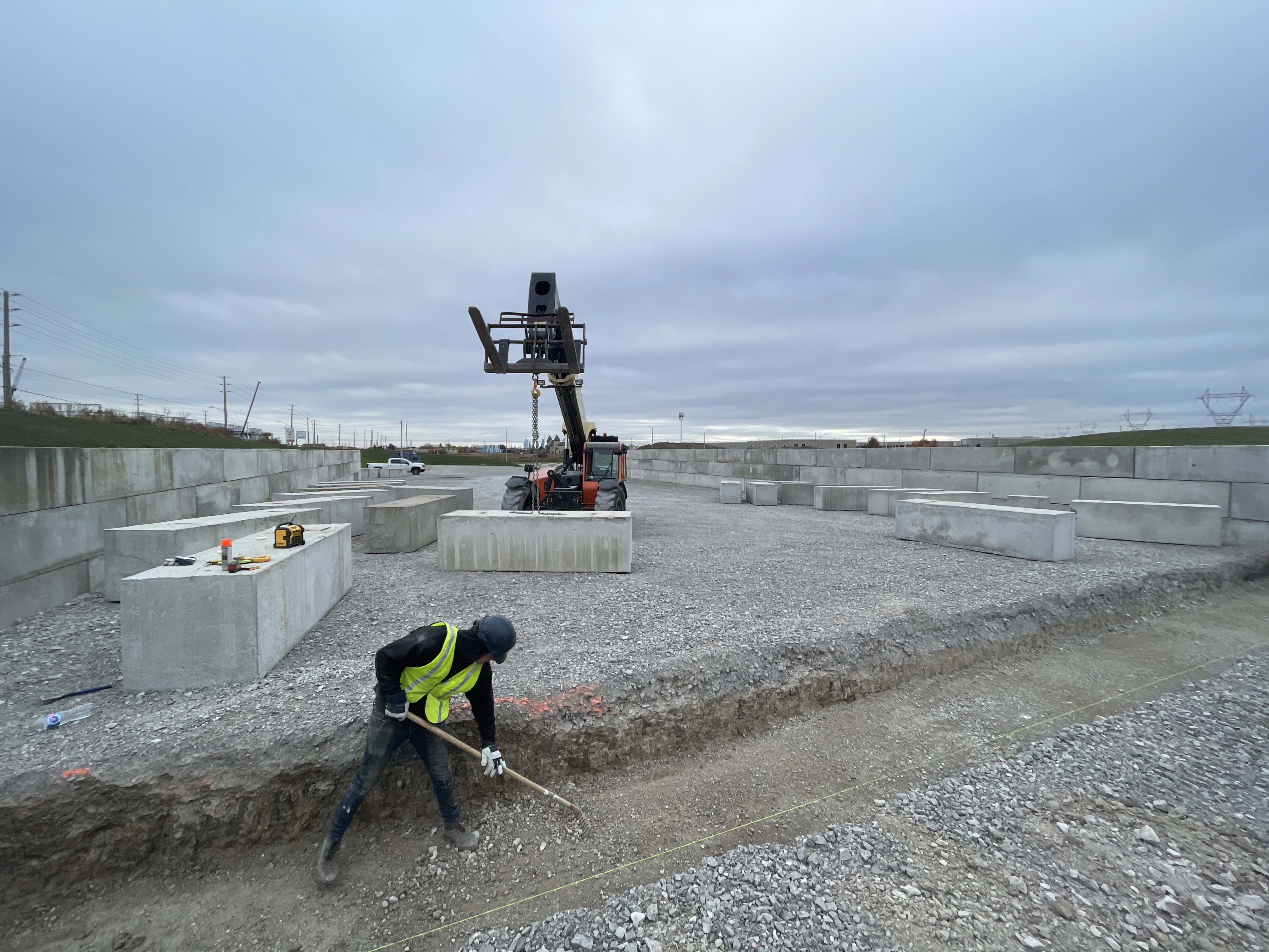 Site preparation with concrete blocks